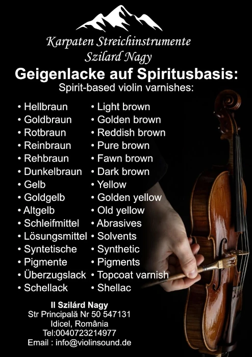 Ein Pinsel trägt Lack auf eine Geige auf